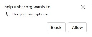 Example microphone permissions prompt that will appear in your browser:
