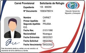 Asylum seeker ID Costa Rica