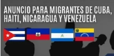 Anuncio para personas de Cuba, Haití, Nicaragua y Venezuela