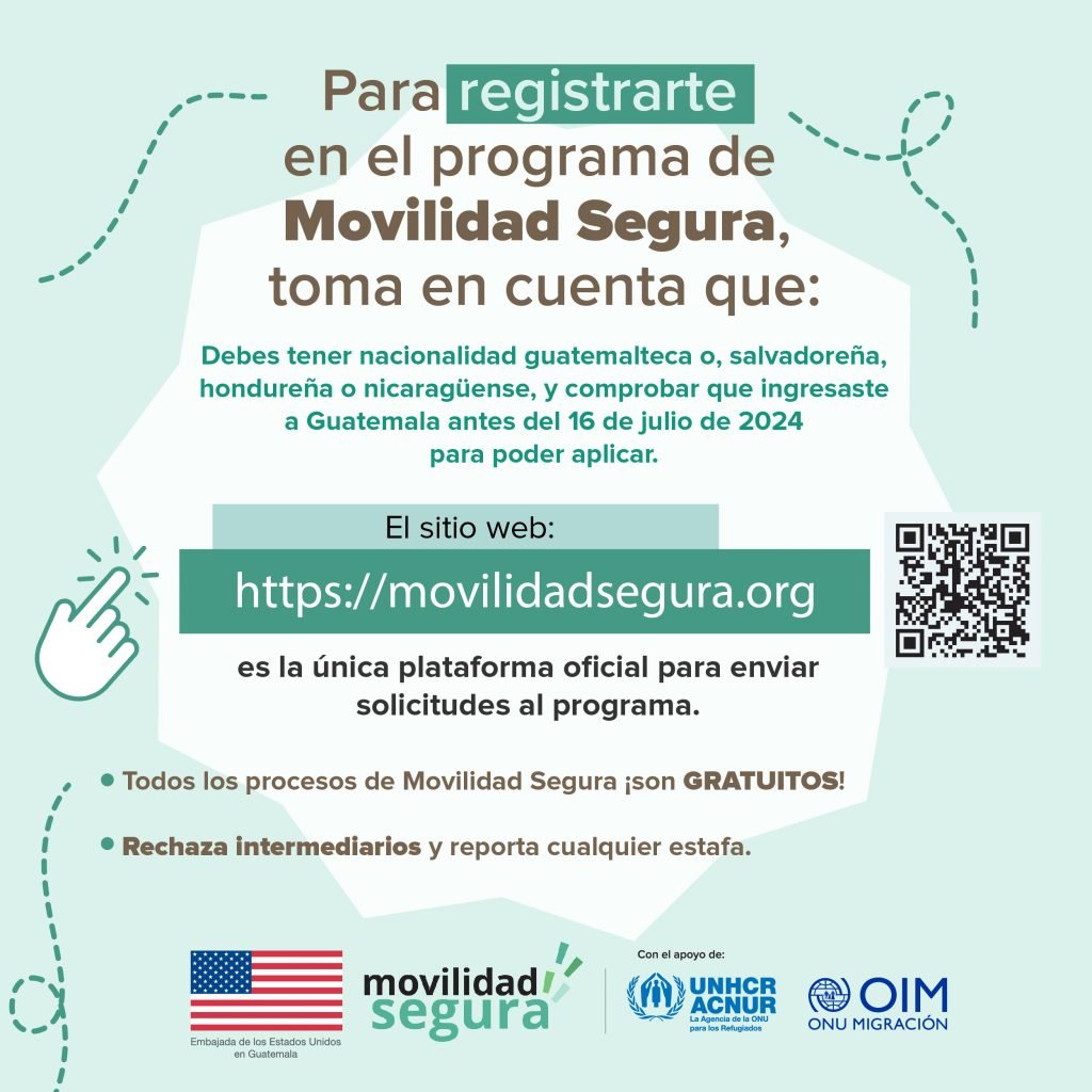 Para registrarte en el programa de Movilidad Segura debes tener nacionalidad guatemalteca, salvadoreña, hondureña o nicaragüense.