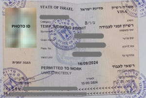 Image of Temporary Working Permit also known as B1 Visa including a photo ID
