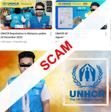 screenshot of online scam
