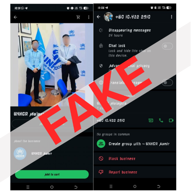 Screenshot of fake TikTok account