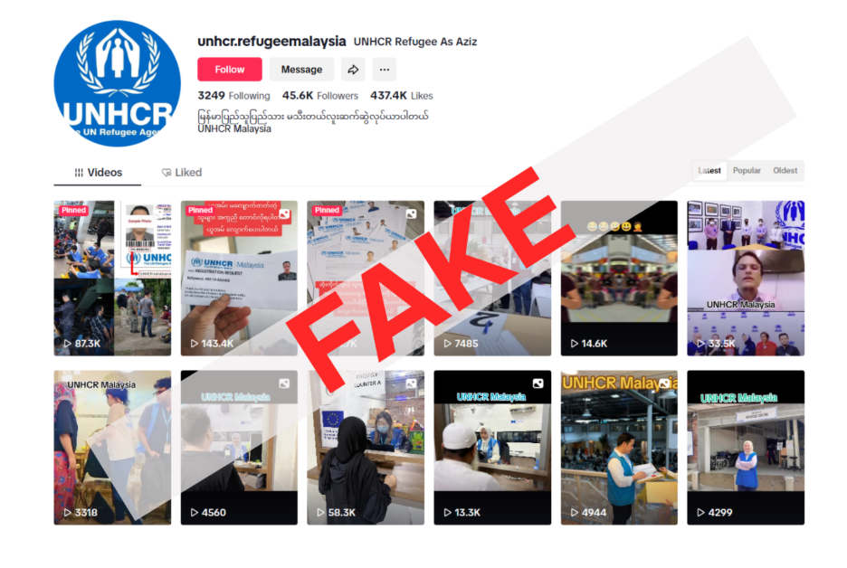 Fake UNHCR account on TikTok