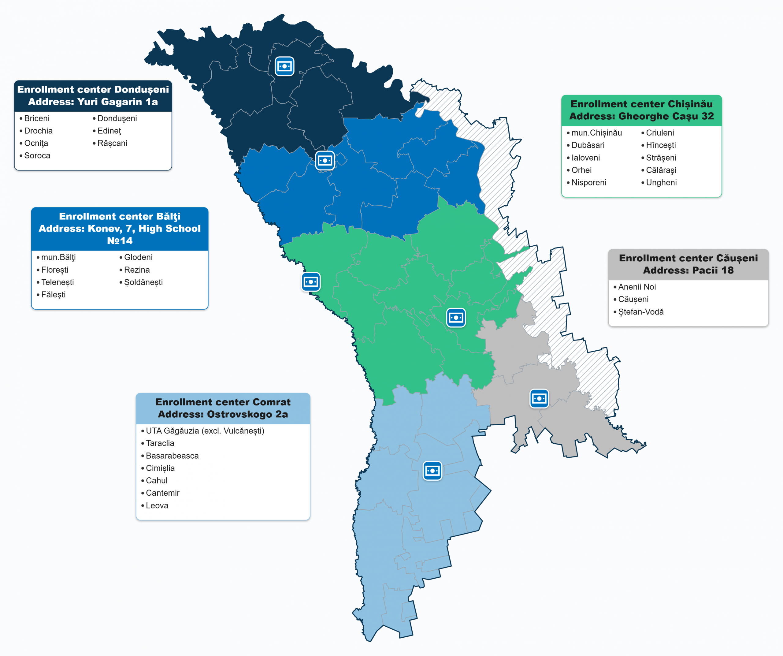 map of cash enrollment centres

