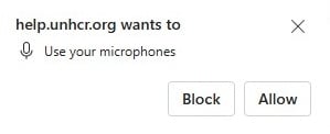 Example microphone permissions prompt that will appear in your browser: