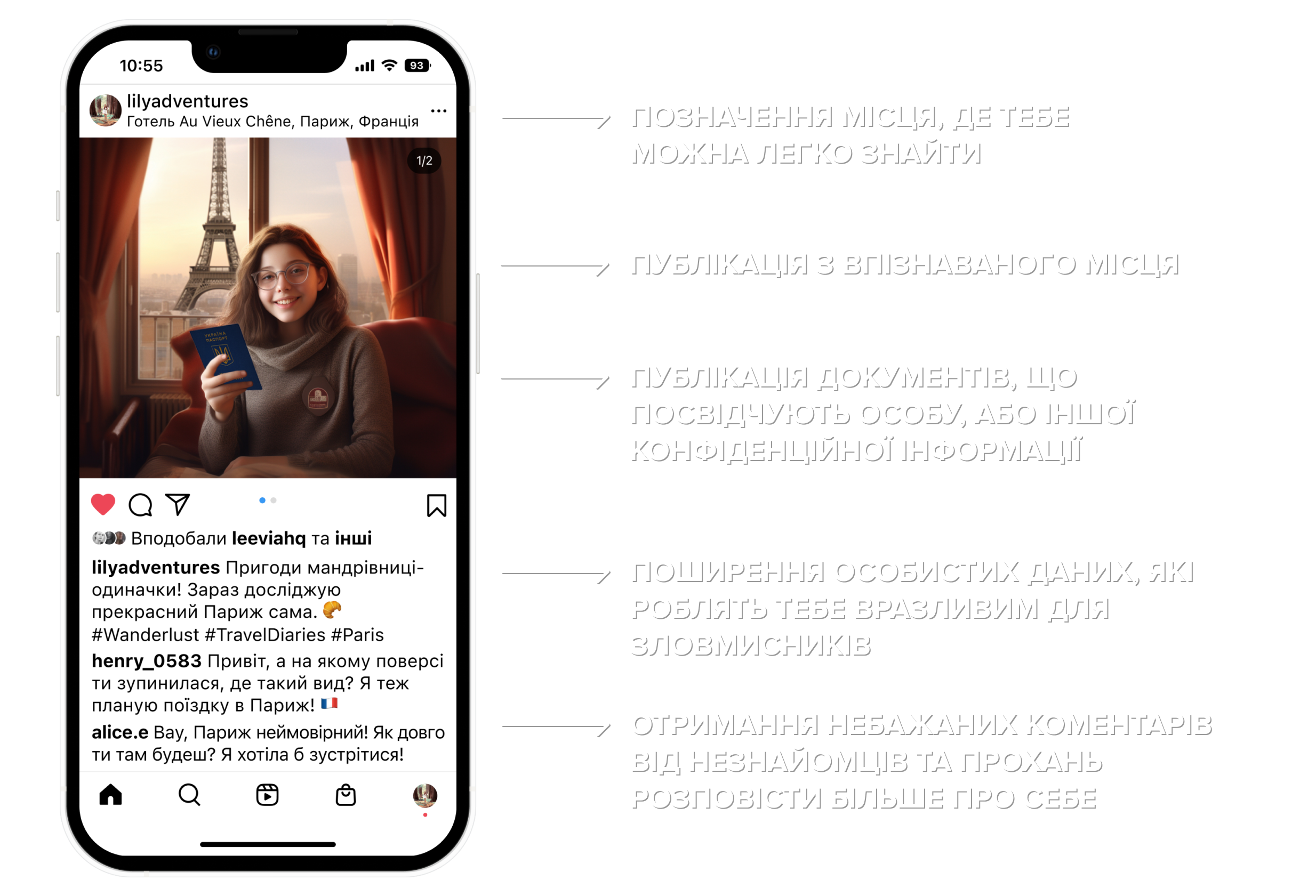Ознаки поширення дитиною занадто великої кількості інформації в соціальних мережах